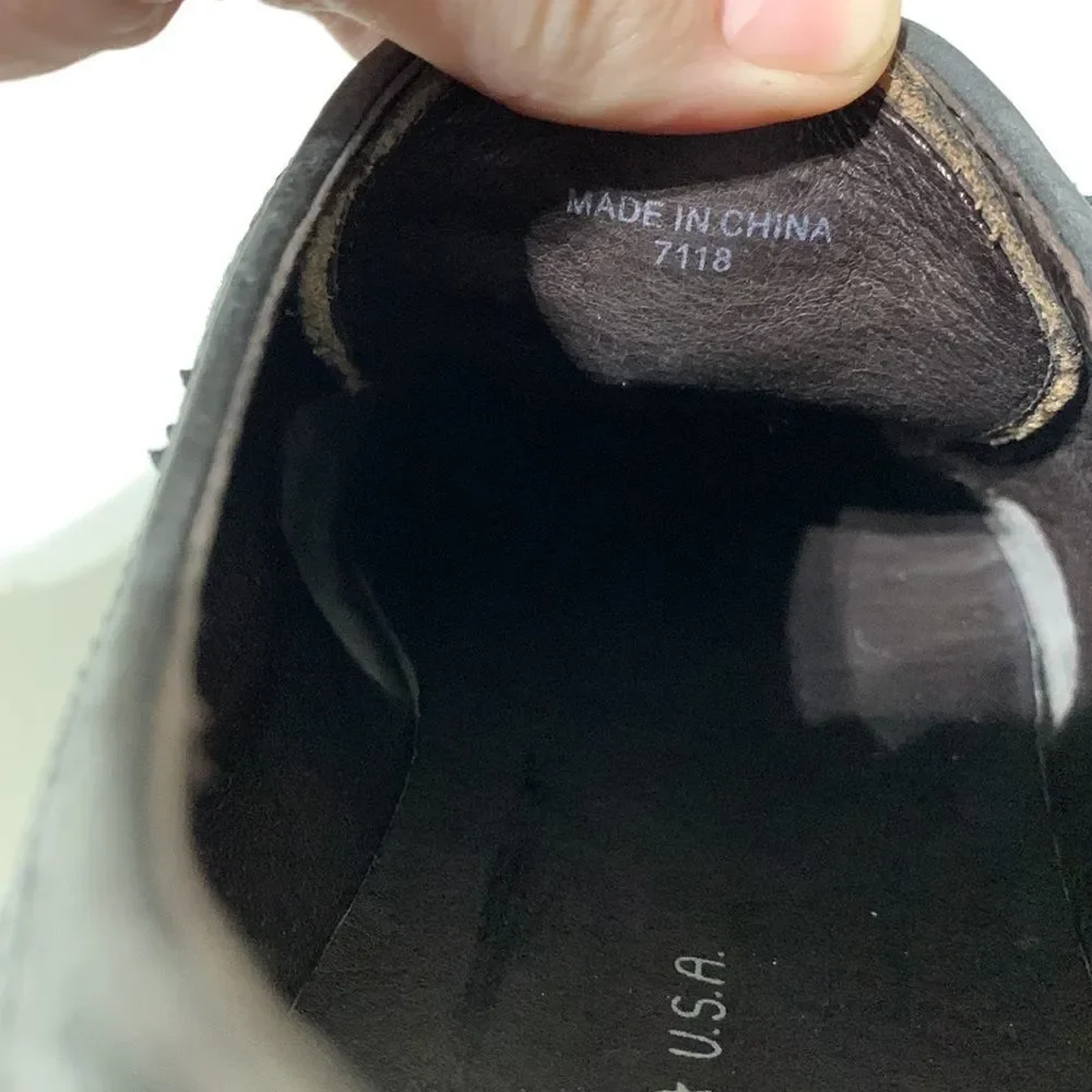 John Varvatos USA Black Leather & Canvas‎ Wing Tip Shoe Sz 11.5
